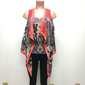 ETRO Womens Multicolor Paisley Silk Sleeveless Asymmetrical Hem Tunic Top 40